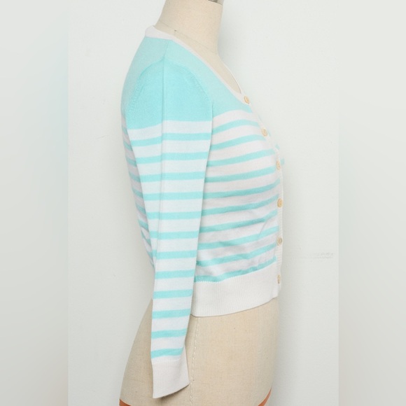 Three-Quarter Sleeve Open-Front Cropped Cardigan 100% Cashmere[NEW] - Picture 4 of 6